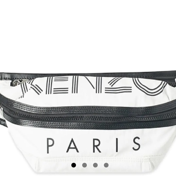 KENZO BUM BAG FANNY PACK WAIST BELT BAG WHITE TWO COMPARTMENT SPORT LOGO - Picture 3 of 10